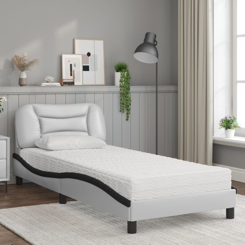 Bett mit Matratze "Hvar" Schwarz 80x200 cm Kunstleder