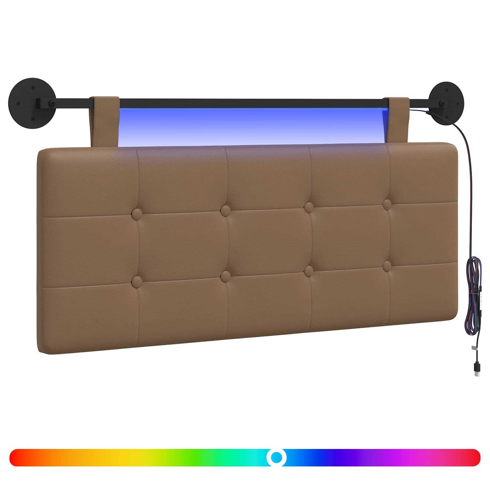 Hängendes Kopfteil Mit LED Licht Creme Kunstleder
