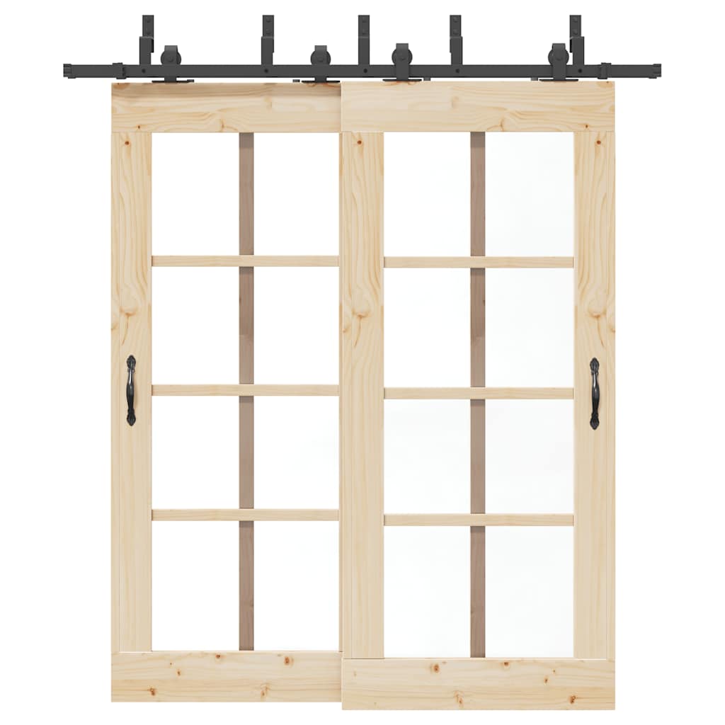 Schiebetürbeschlag-Set 183 cm Stahl Schwarz