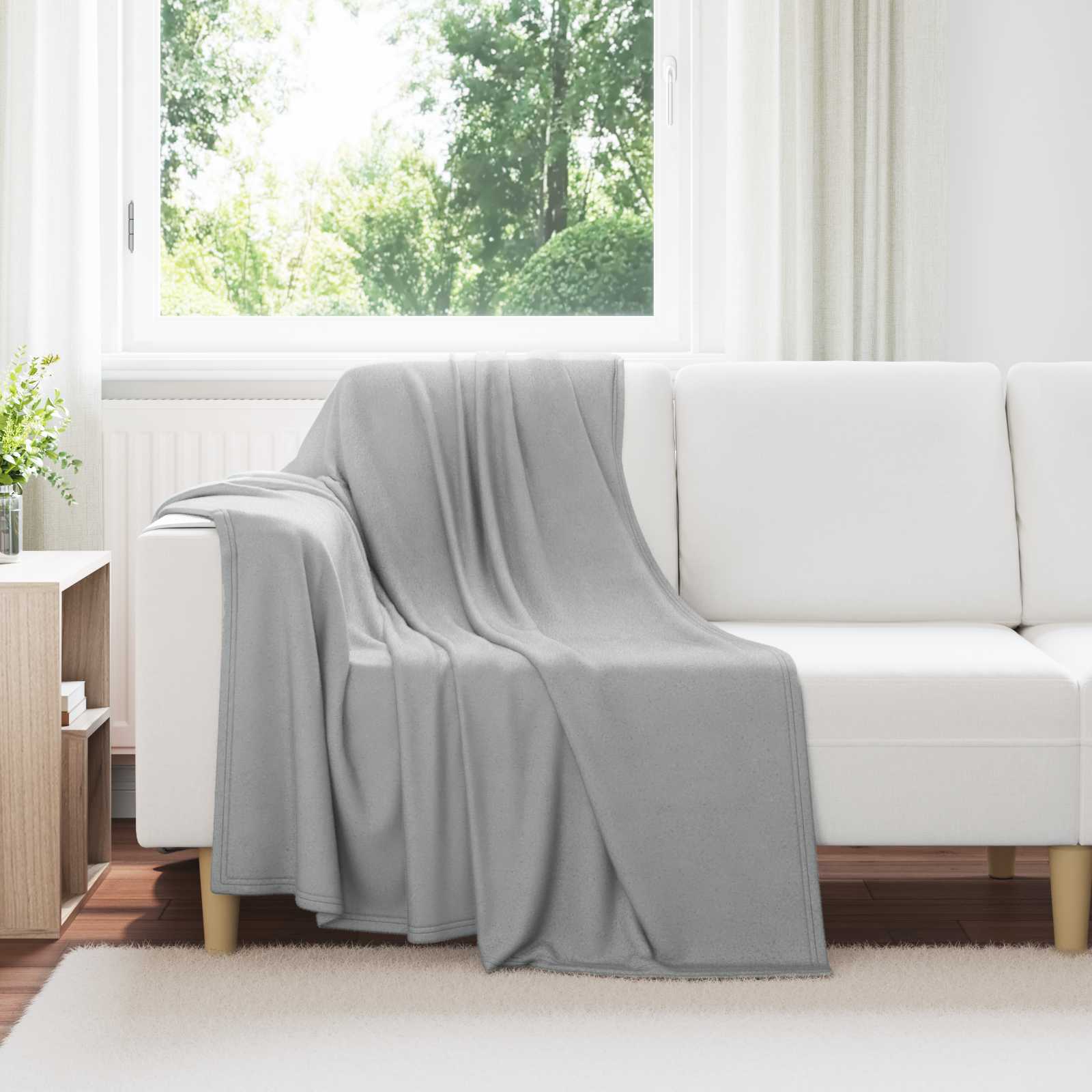 Überwurfdecke Beige 170 x 130 cm Fleece