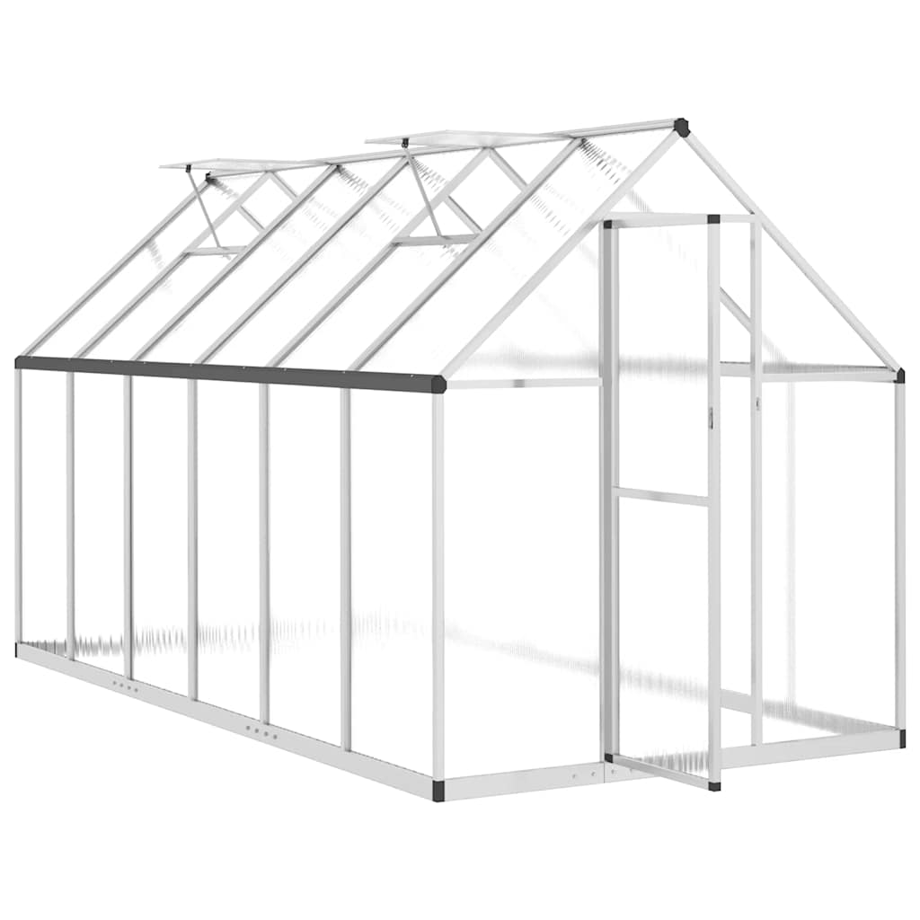 Gewächshaus mit Fundamentrahmen Silber 334x169x202cm Aluminimum