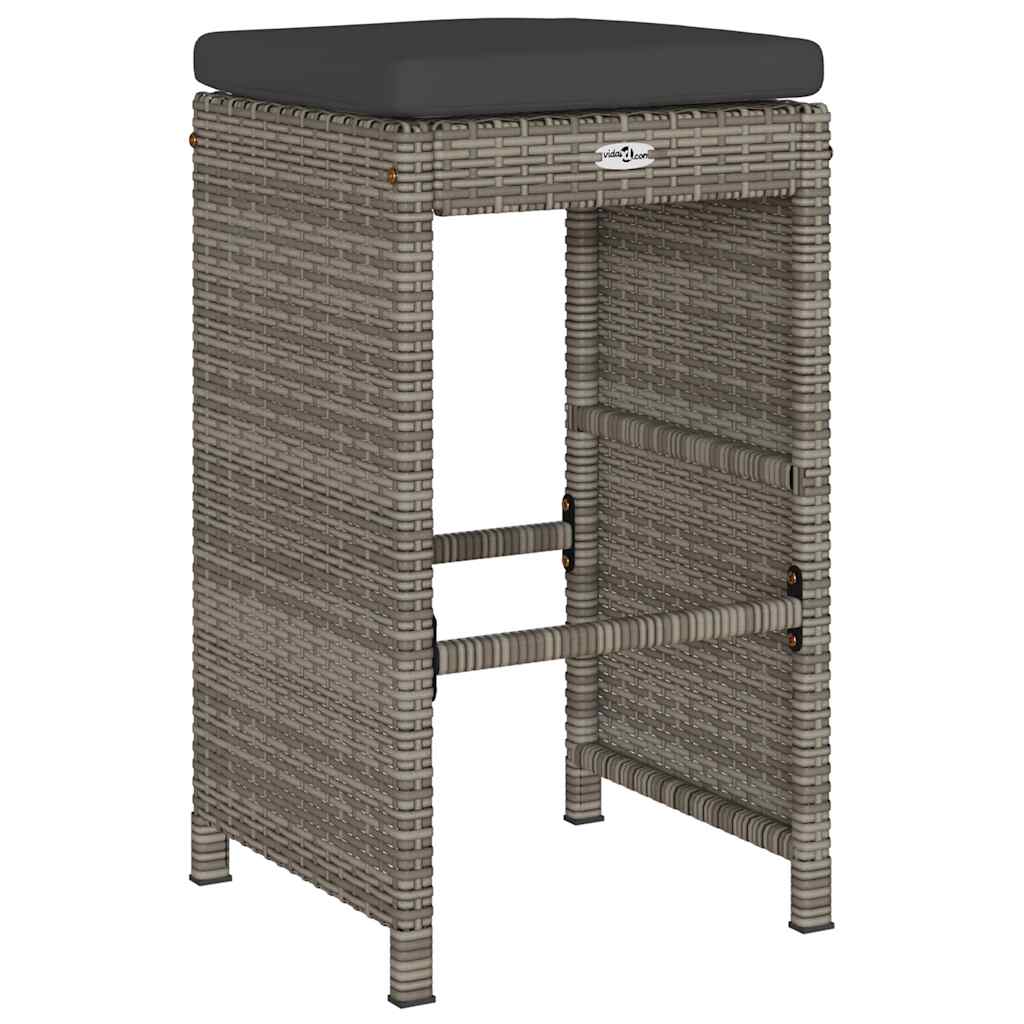 Garten-Barhocker mit Kissen 2 Stk. Braun Poly Rattan