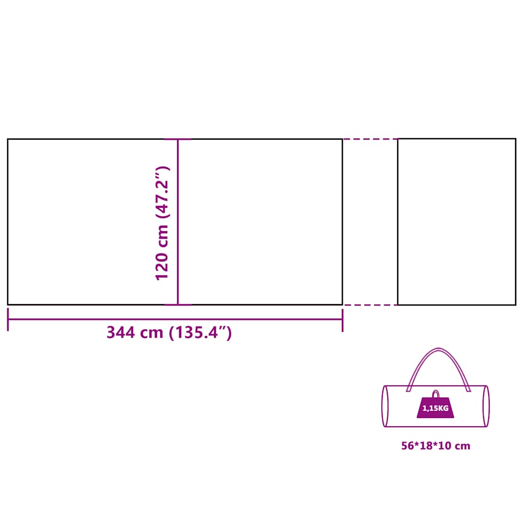 Camping-Windschutz Grün 344x120 cm Wasserdicht