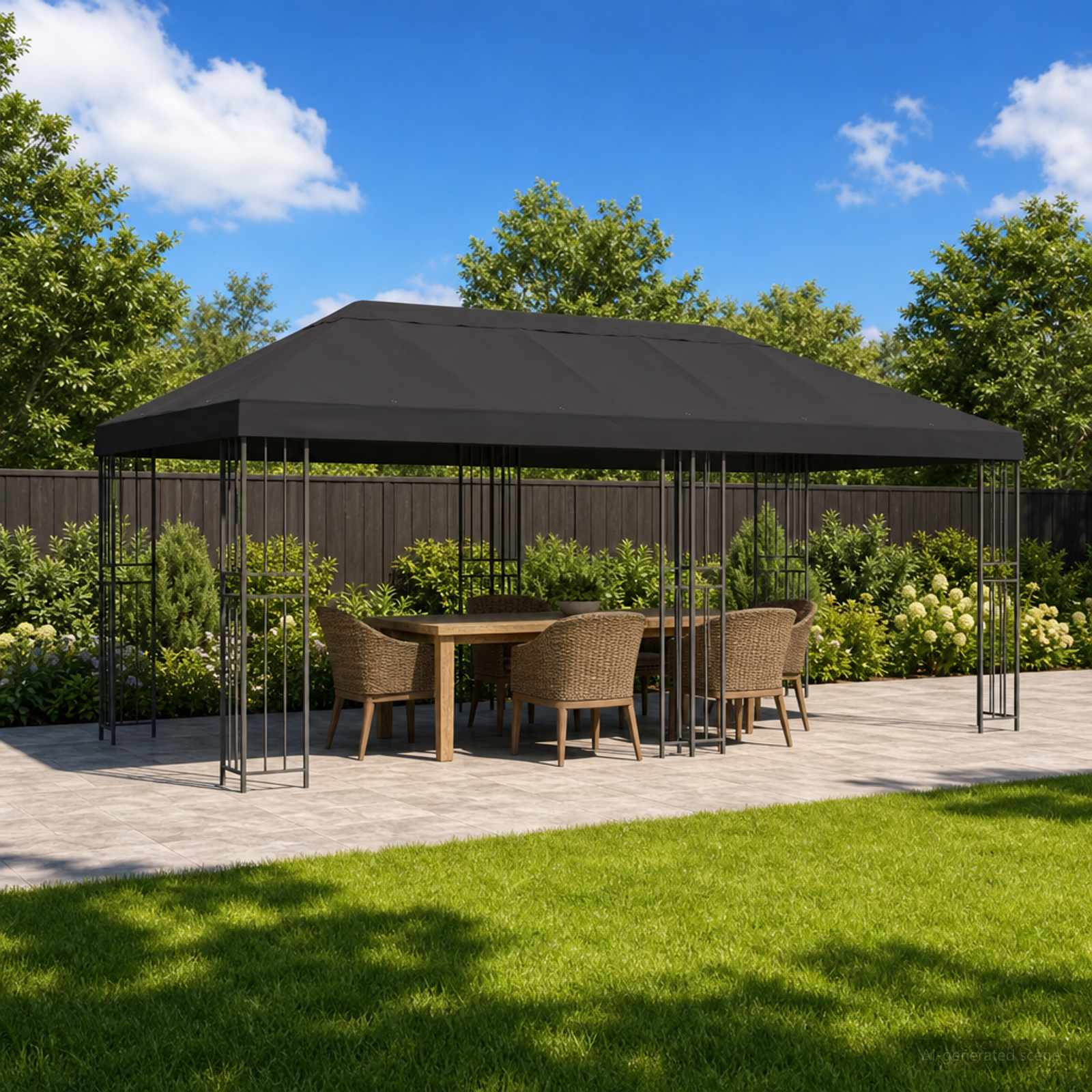Pavillon mit Seitenwänden 6 x 3 m Beige Polyester und Stahl 190