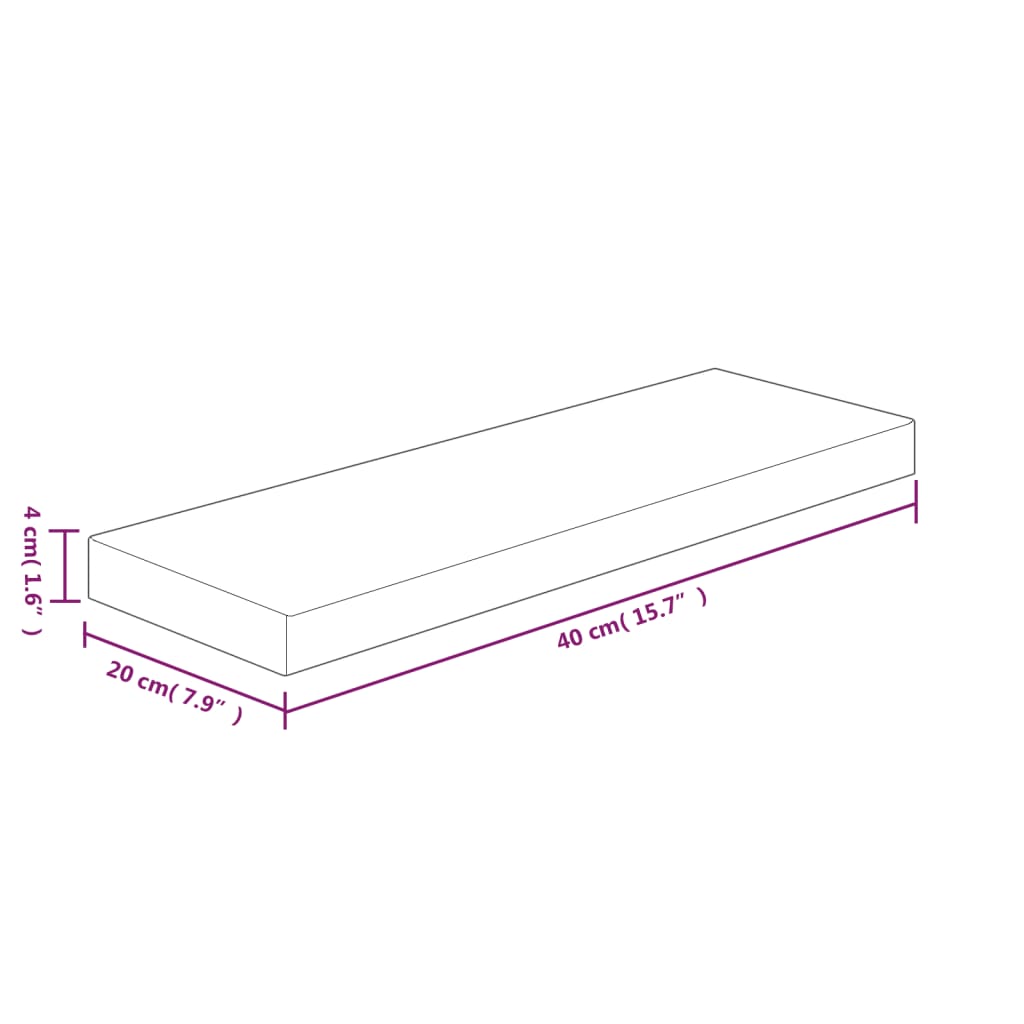 Regalboden 40x20x1,5 cm Unbehandeltes Massivholz Eiche