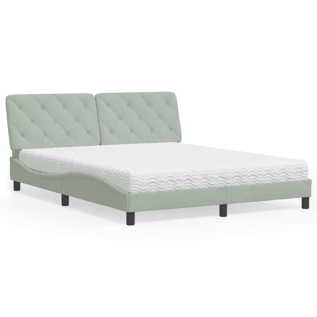 Bett mit Matratze Hellgrau 80x200 cm Samt