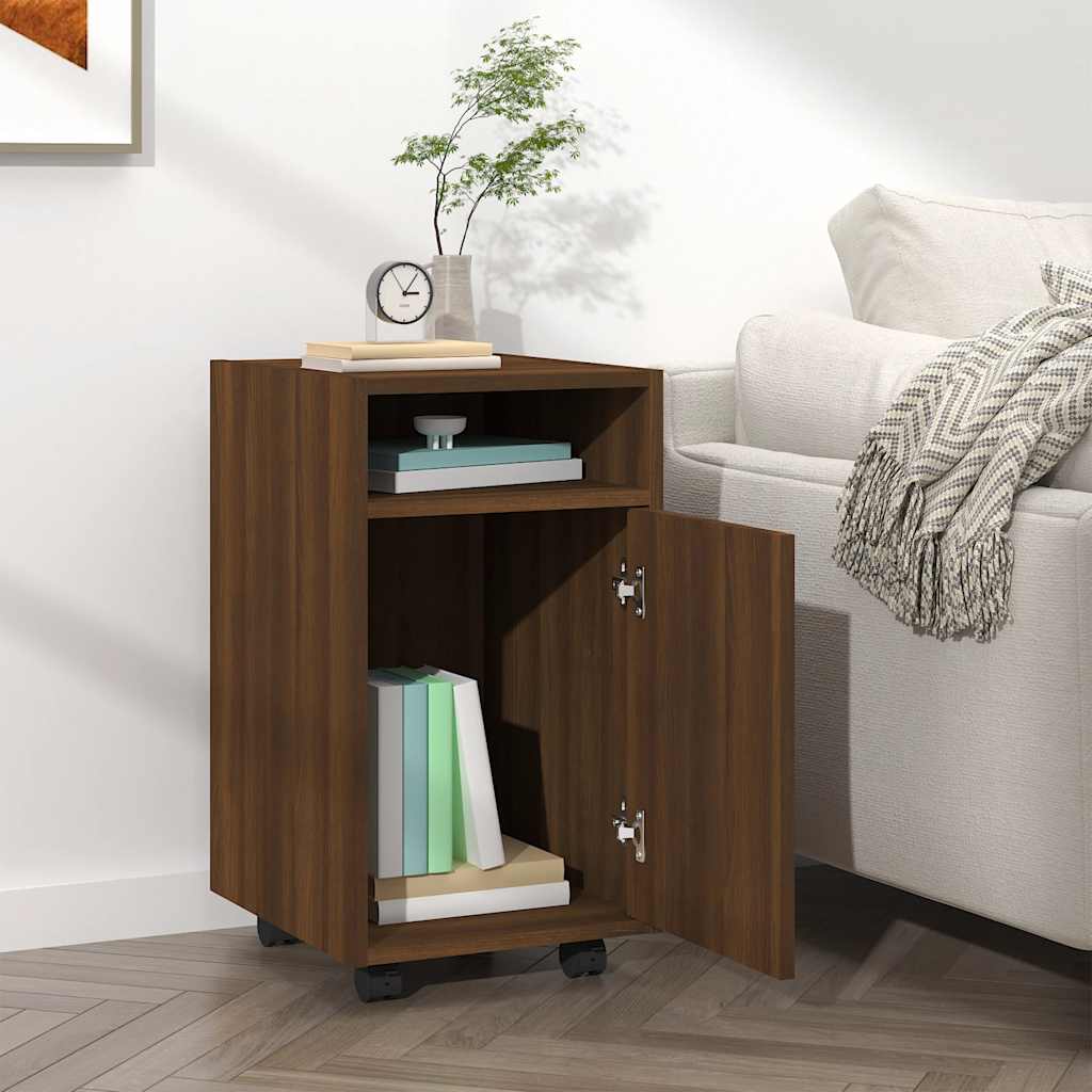 Beistellschrank mit Rollen Weiß 33x38x60 cm Holzwerkstoff