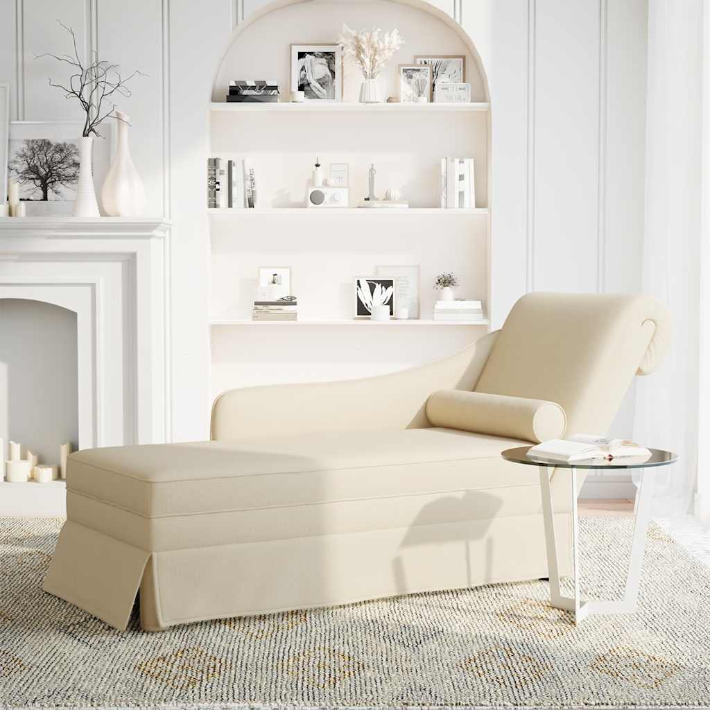 Chaiselongue mit Nackenrolle und Rechter Armlehne Blau Samt
