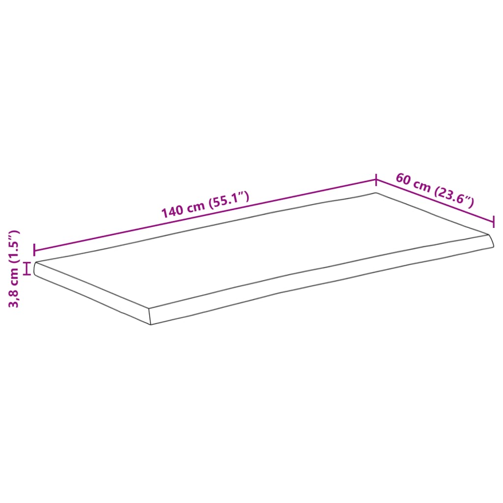 Tischplatte 40x40x2,5 cm Rechteckig Massivholz Akazie Baumkante