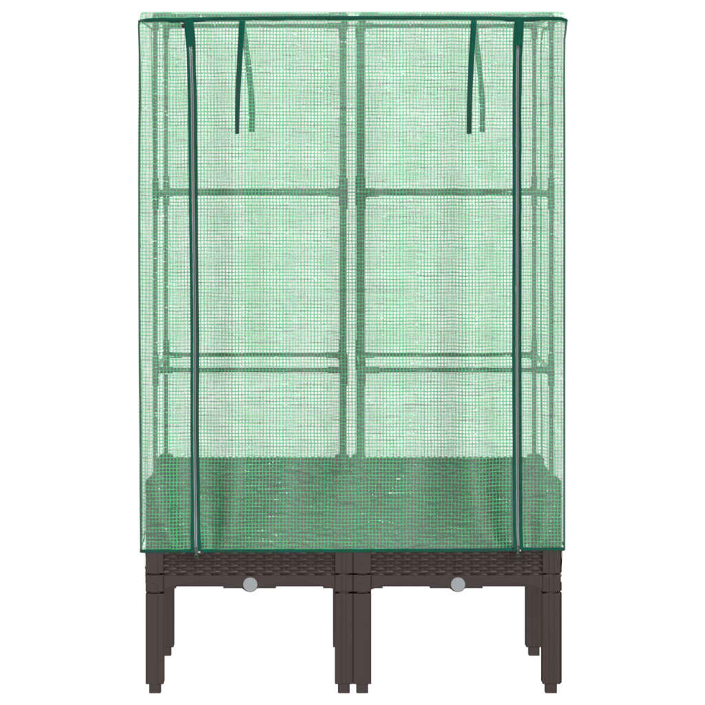 Hochbeet mit Gewächshaus-Aufsatz Rattan-Optik 40x40x140 cm