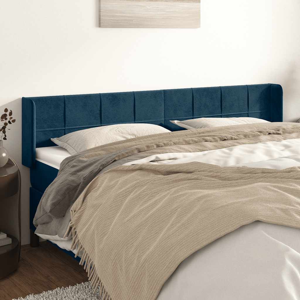 Kopfteil mit Ohren Dunkelblau 93x16x78/88 cm Samt