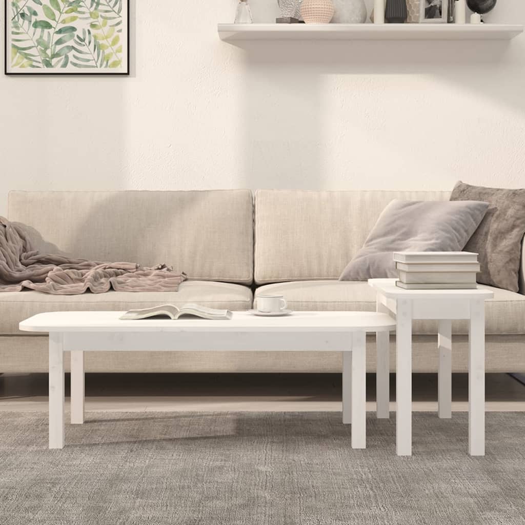 2-tlg. Couchtisch-Set Massivholz Kiefer