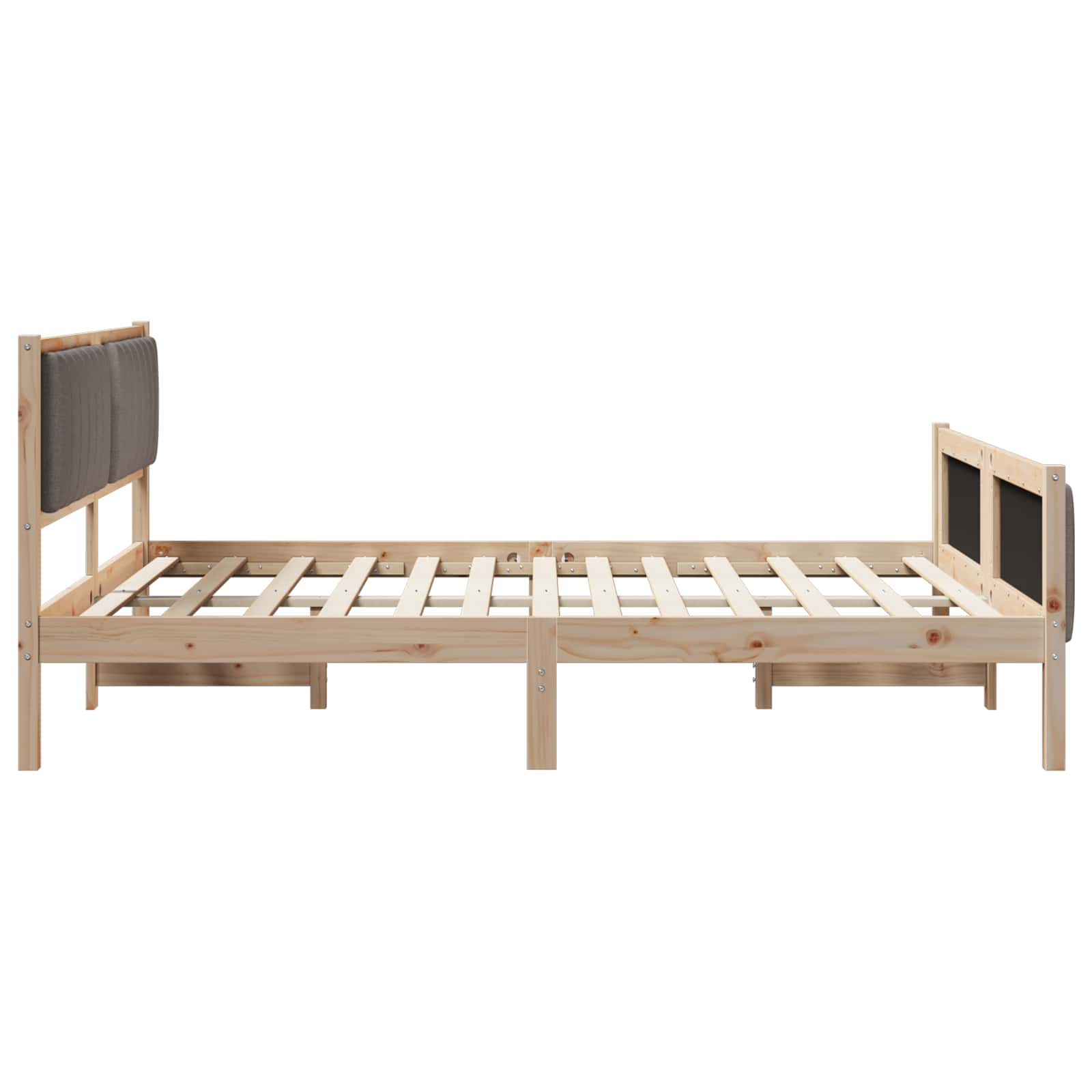 Bettgestell Braun und hellgrau 200 x 200 cm Massivholz Kiefer