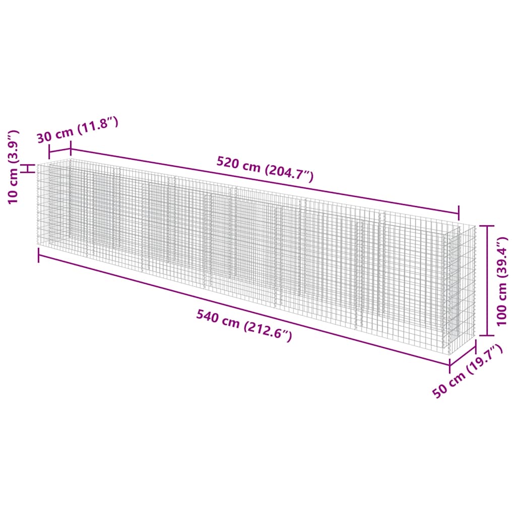 Gabionen-Hochbeet Verzinkter Stahl 450×90×100 cm