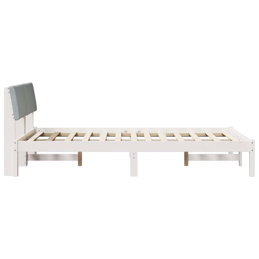 Bettgestell Braun und hellgrau 200 x 200 cm Massivholz Kiefer
