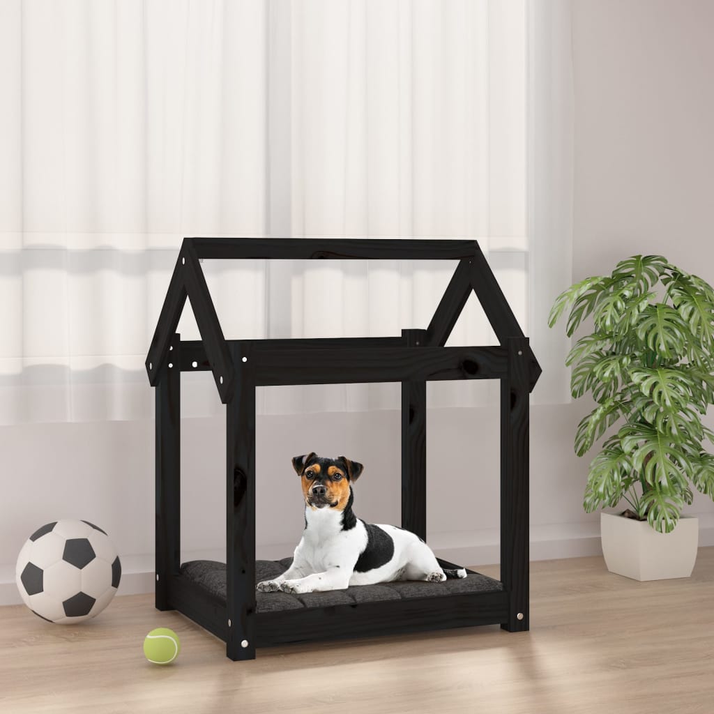 Hundebett Grau 61x50x70 cm Massivholz Kiefer