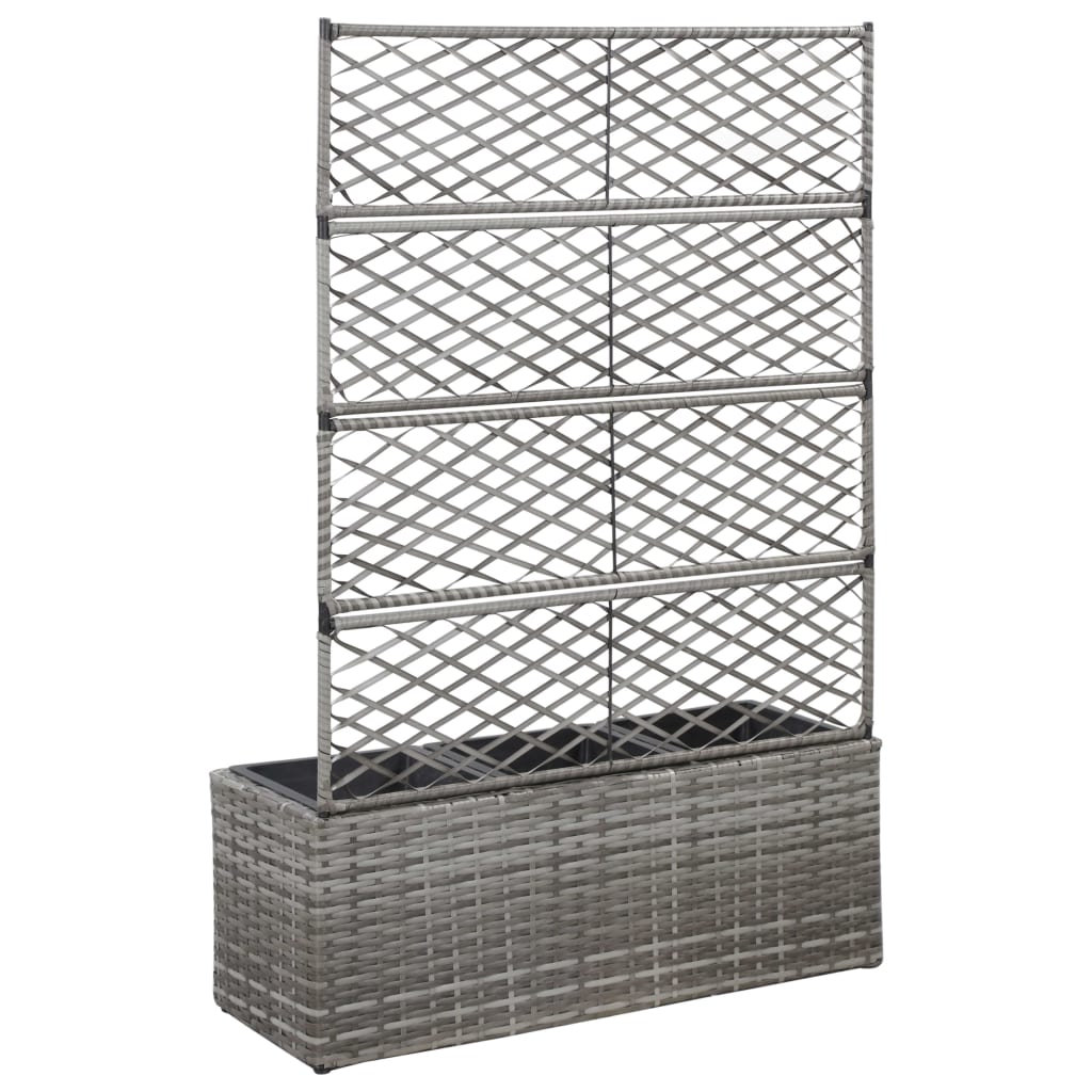 Hochbeet mit Rankgitter 1 Topf 30x30x107cm Poly Rattan Schwarz