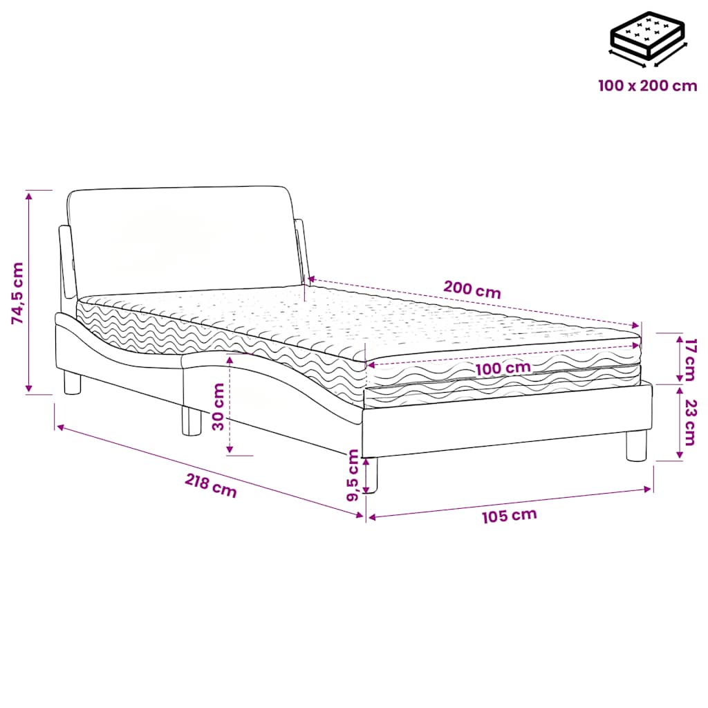 Bett mit Matratze "Dover" Schwarz 80x200 cm Kunstleder