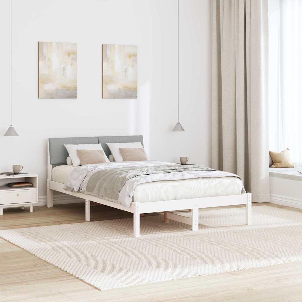 Bettgestell Braun und hellgrau 200 x 200 cm Massivholz Kiefer