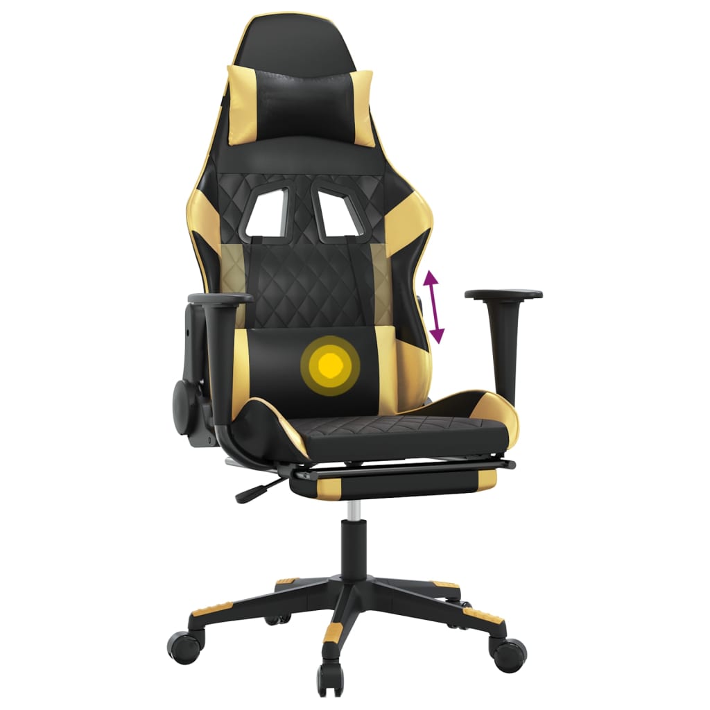 Gaming-Stuhl mit Massagefunktion Schwarz und Blau Kunstleder