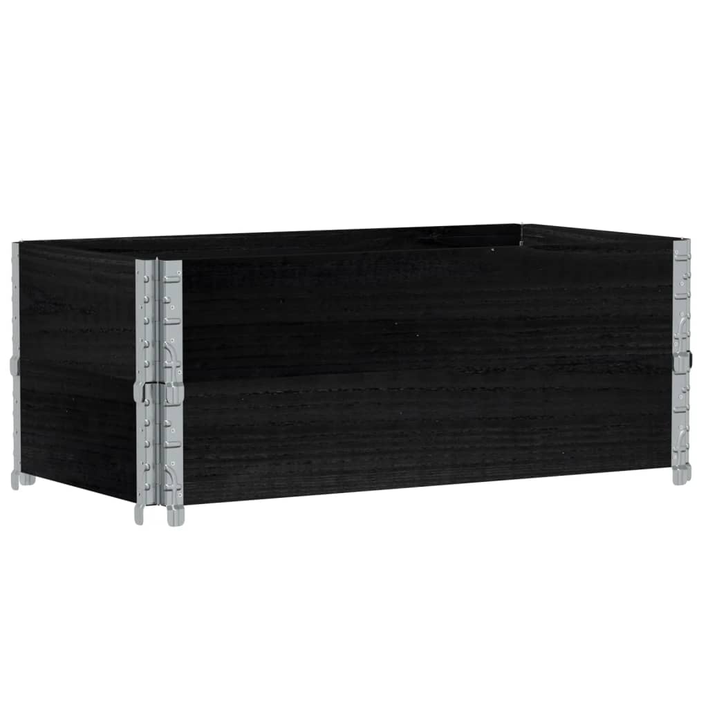 Paletten-Aufsatzrahmen Schwarz 80x60 cm Massivholz Kiefer