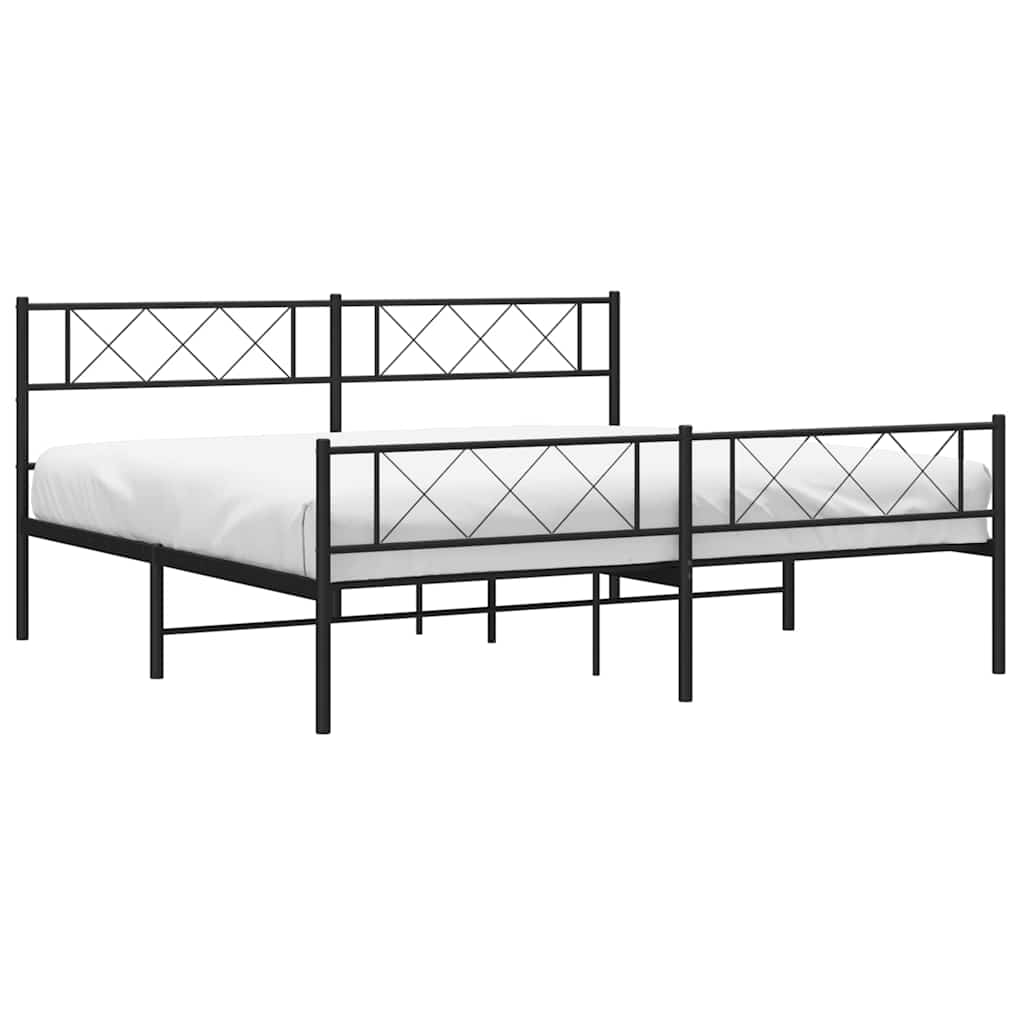 Bettgestell mit Kopfteil Metall Schwarz 100x190 cm