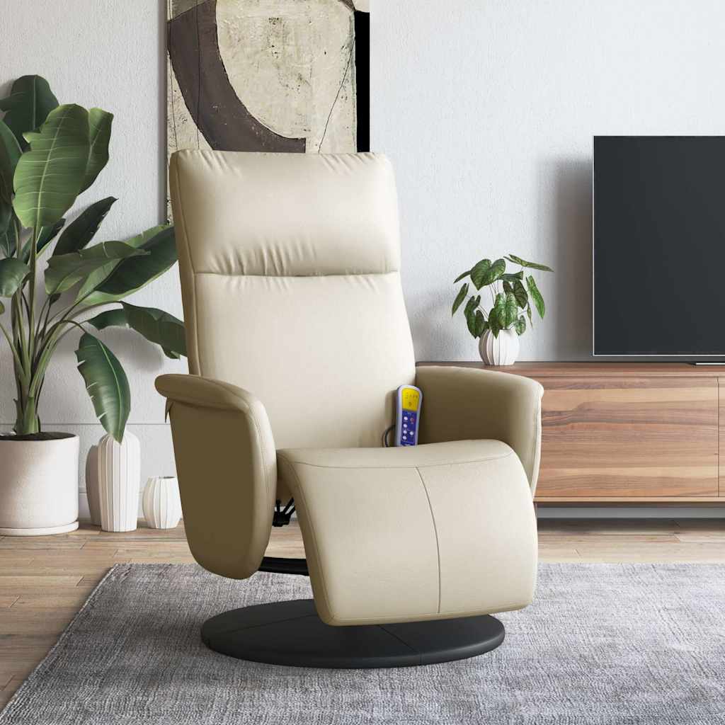 Massagesessel mit Fußteil Creme Kunstleder