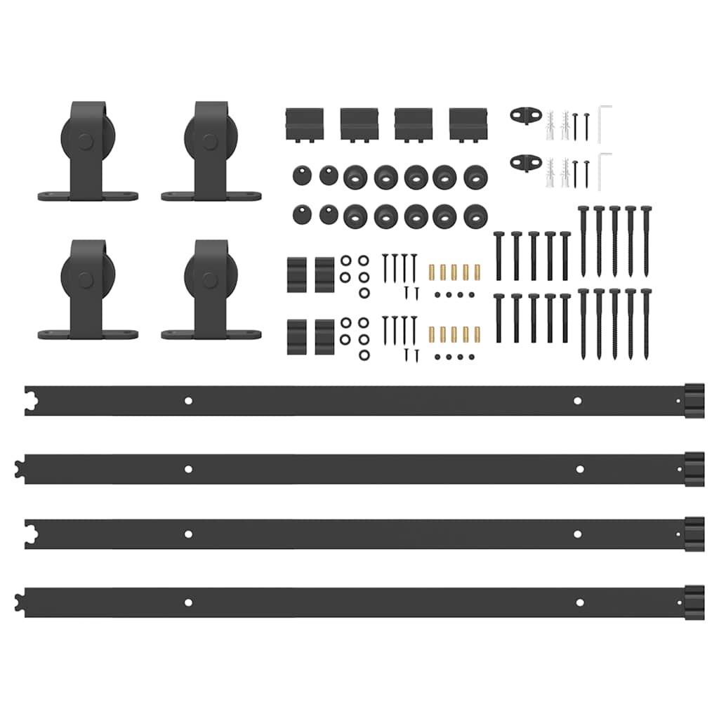 Schiebetürbeschlag-Set 366 cm Stahl Schwarz