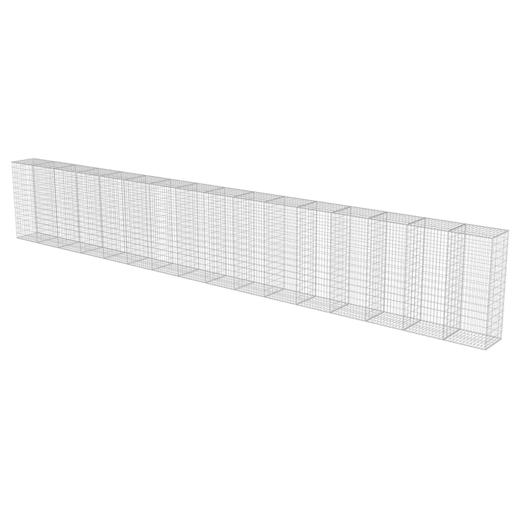 Gabionenwand mit Abdeckung Verzinkter Stahl 20×20×100 cm