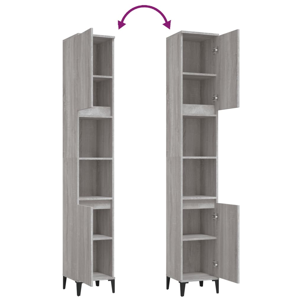 Badschrank Weiß 30x30x190 cm Holzwerkstoff