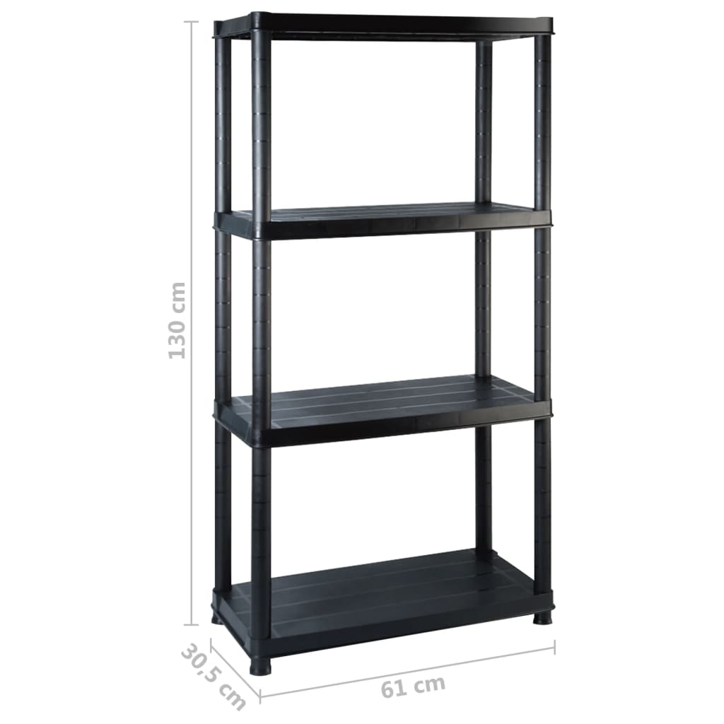 Lagerregal 4-Tier Schwarz 61x30,5x130 cm Kunststoff