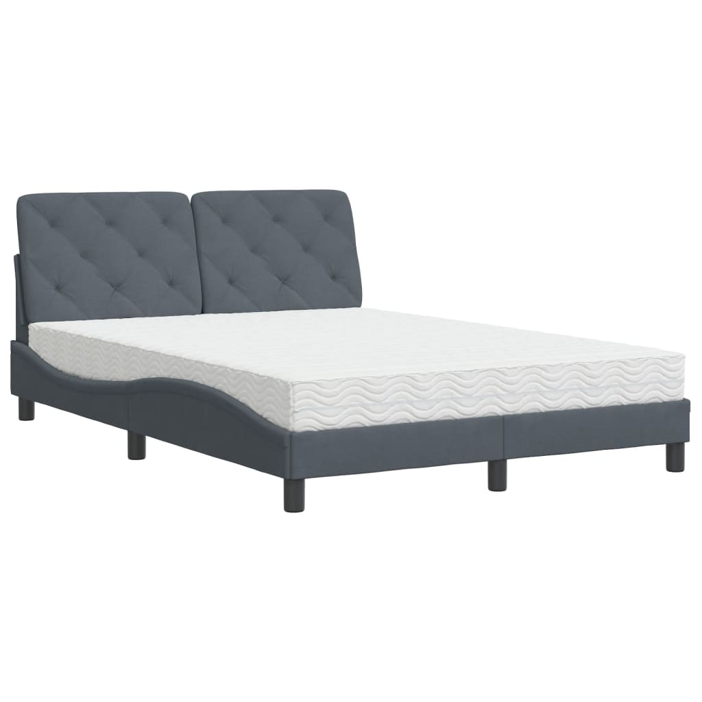 Bett mit Matratze Hellgrau 80x200 cm Samt