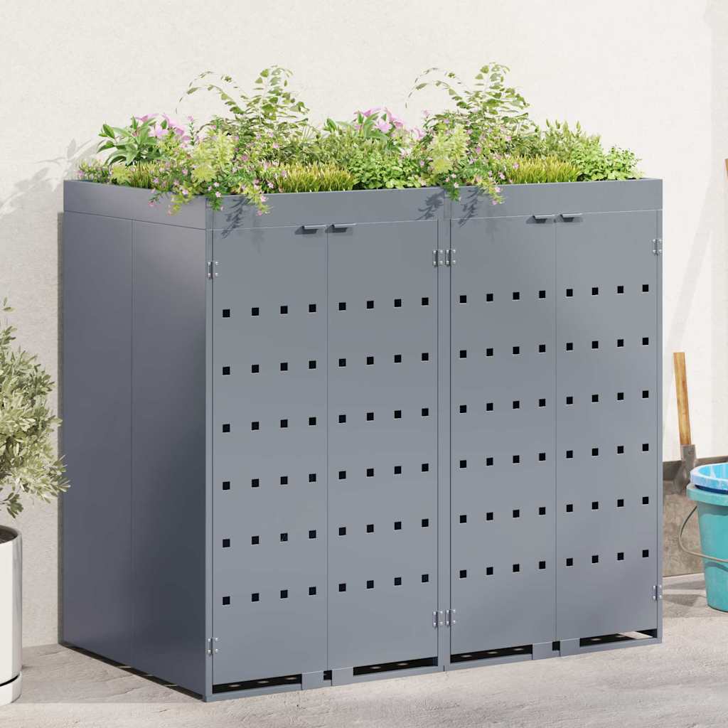Mülltonnenbox für 2 Tonnen Schwarz 138x79x117 cm Stahl