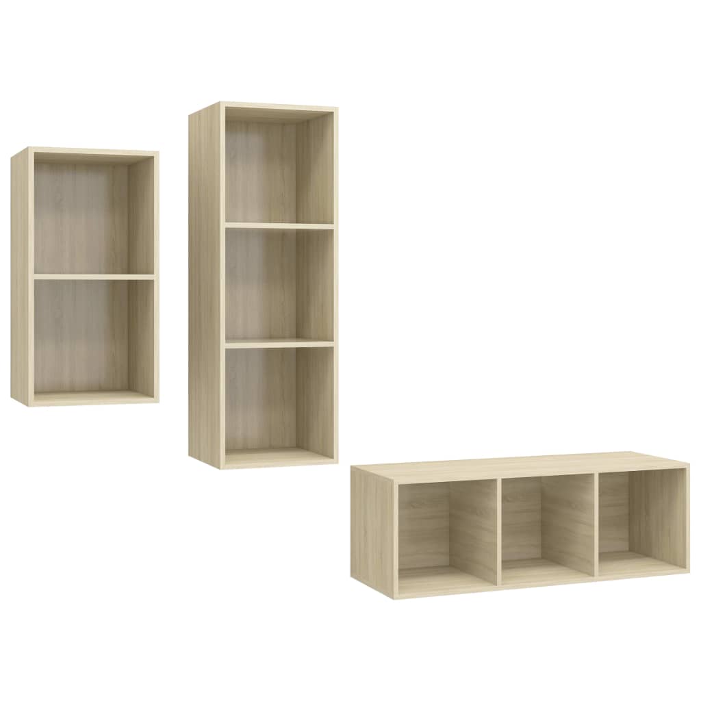 3-tlg. TV-Schrank-Set Weiß Holzwerkstoff
