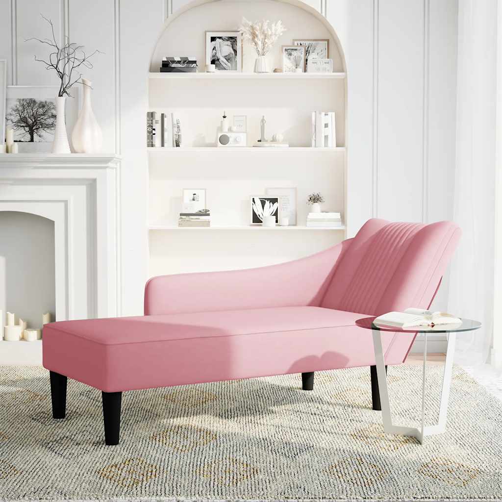 Chaiselongue mit Rechter Armlehne Blau Samt