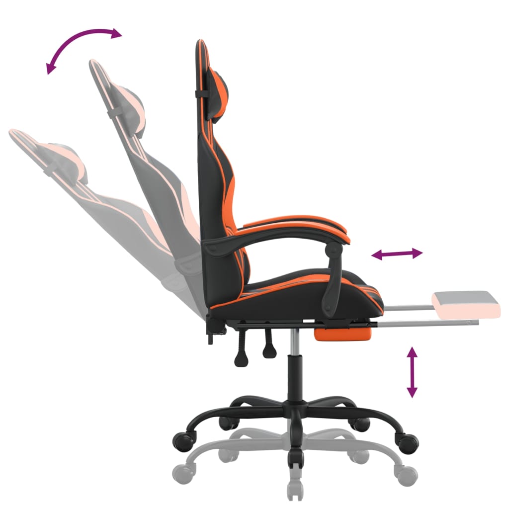 Gaming-Stuhl Drehbar Schwarz und Blau Kunstleder