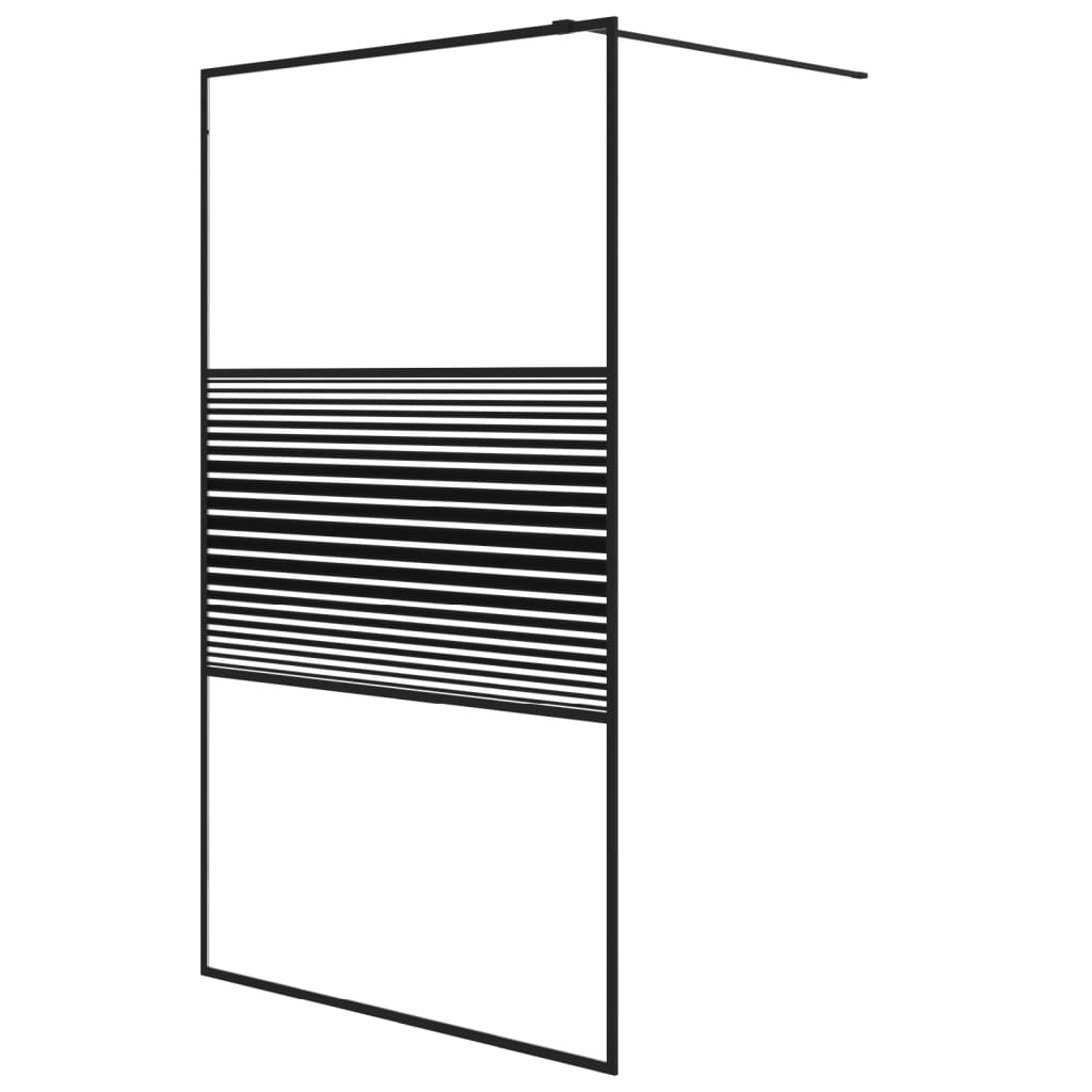 Duschwand für Begehbare Dusche Schwarz 100x195 cm ESG-Glas Klar