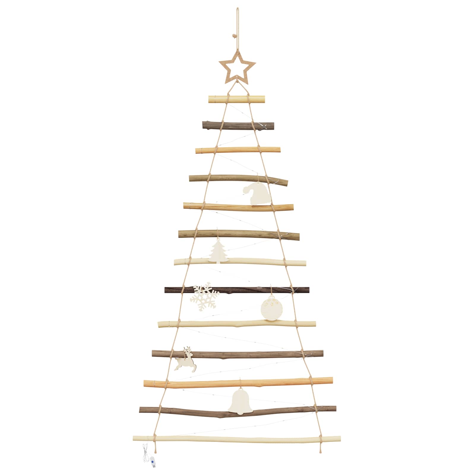 Weihnachtsbaum mit 30 LEDs Natur 90 cm Massives Eschenholz