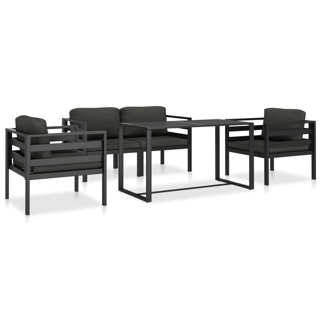 10-tlg. Garten-Lounge-Set mit Kissen Aluminium Anthrazit