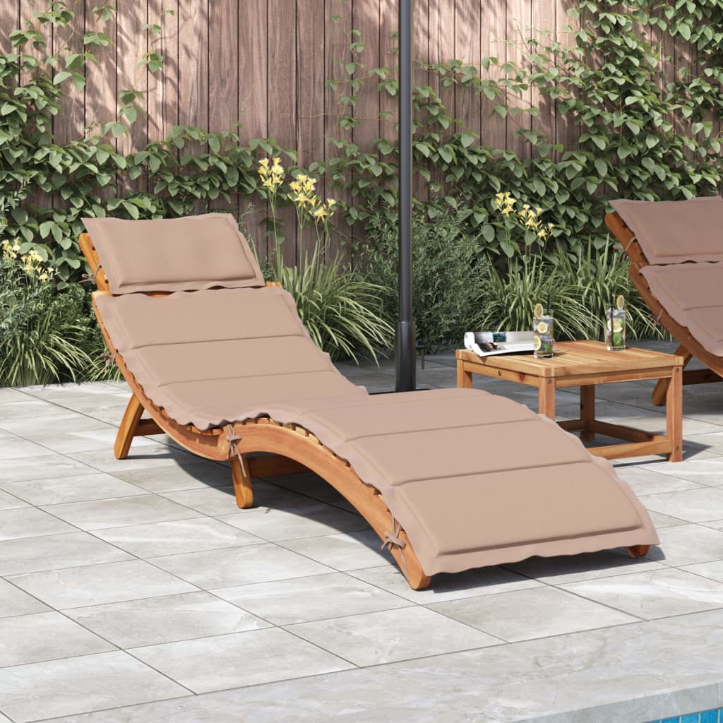 Sonnenliege mit Auflage Beige Massivholz Akazie
