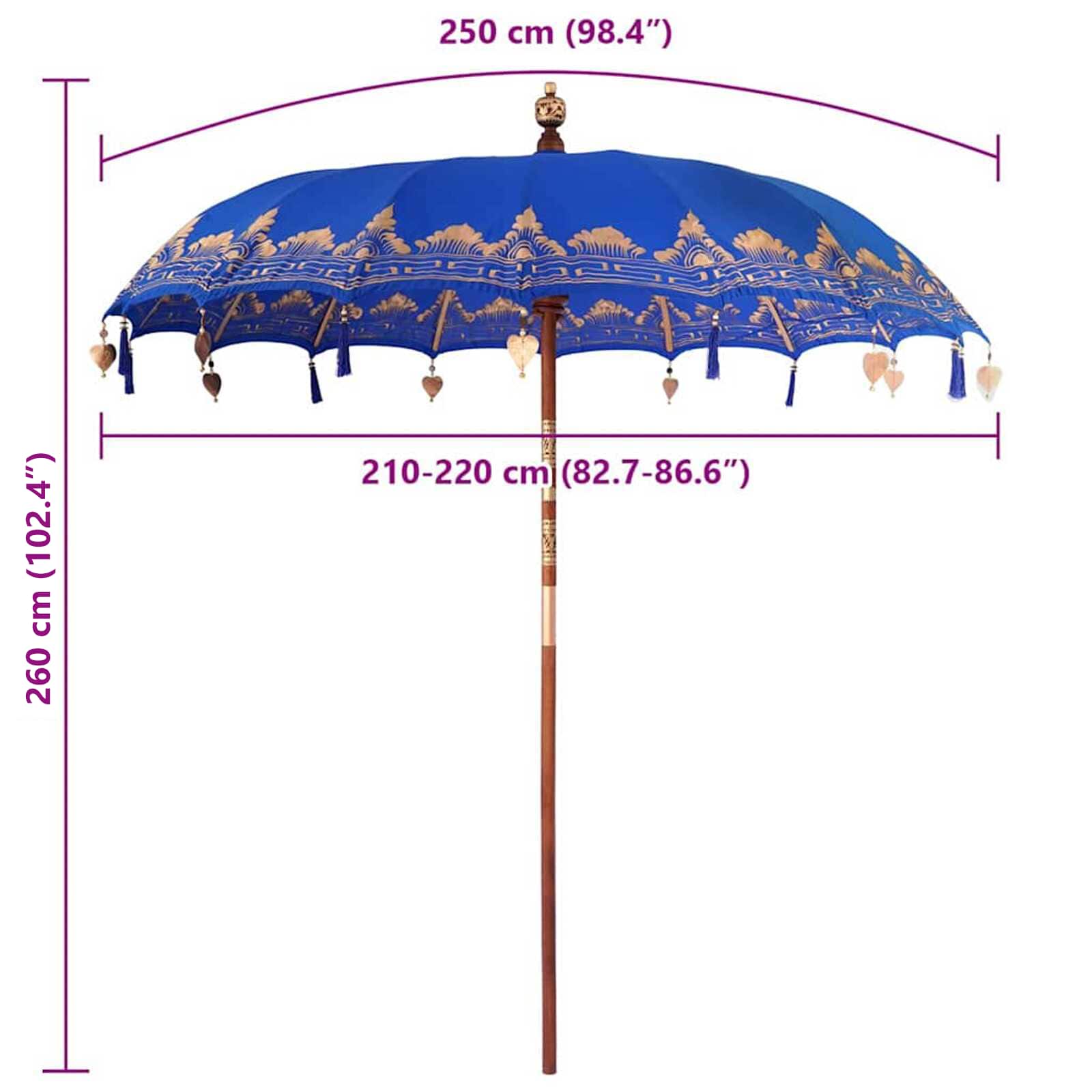 Balinesischer Sonnenschirm Creme 185 x 185 x 260 cm