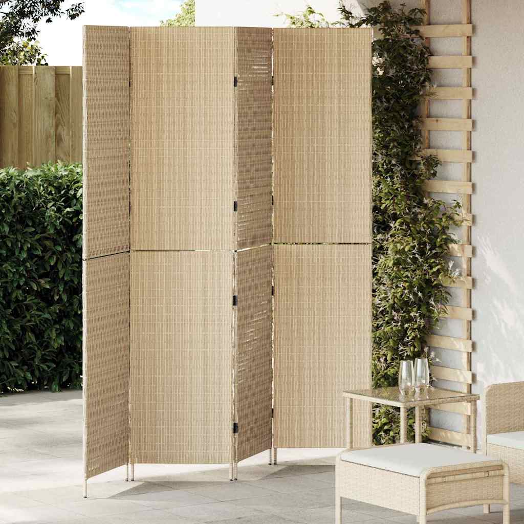 Raumteiler Schwarz 146 x 180 cm Poly-Rattan