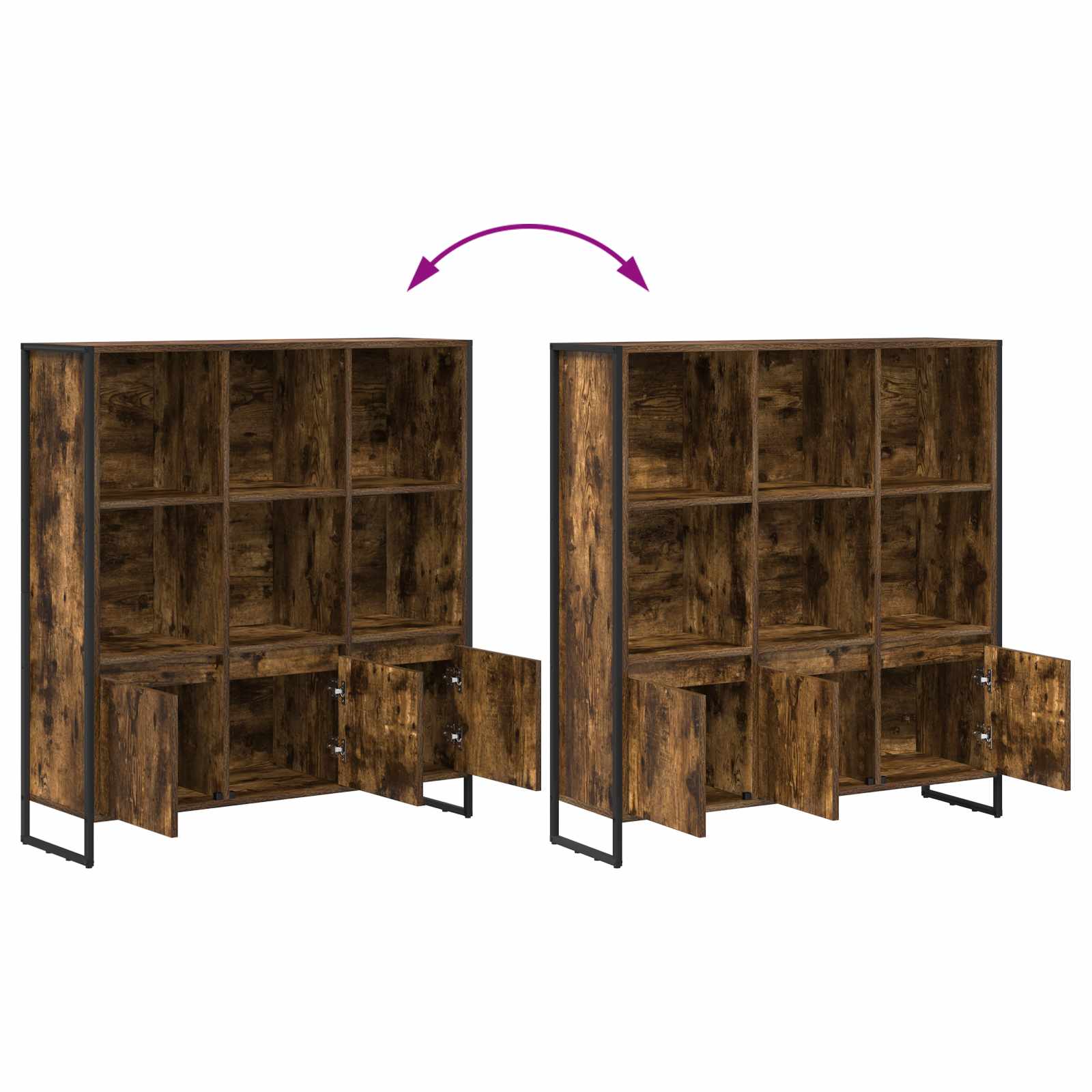 Bücherregal 2 pcs Schwarz Eichen-Optik 99,5 x 30 x 108 cm