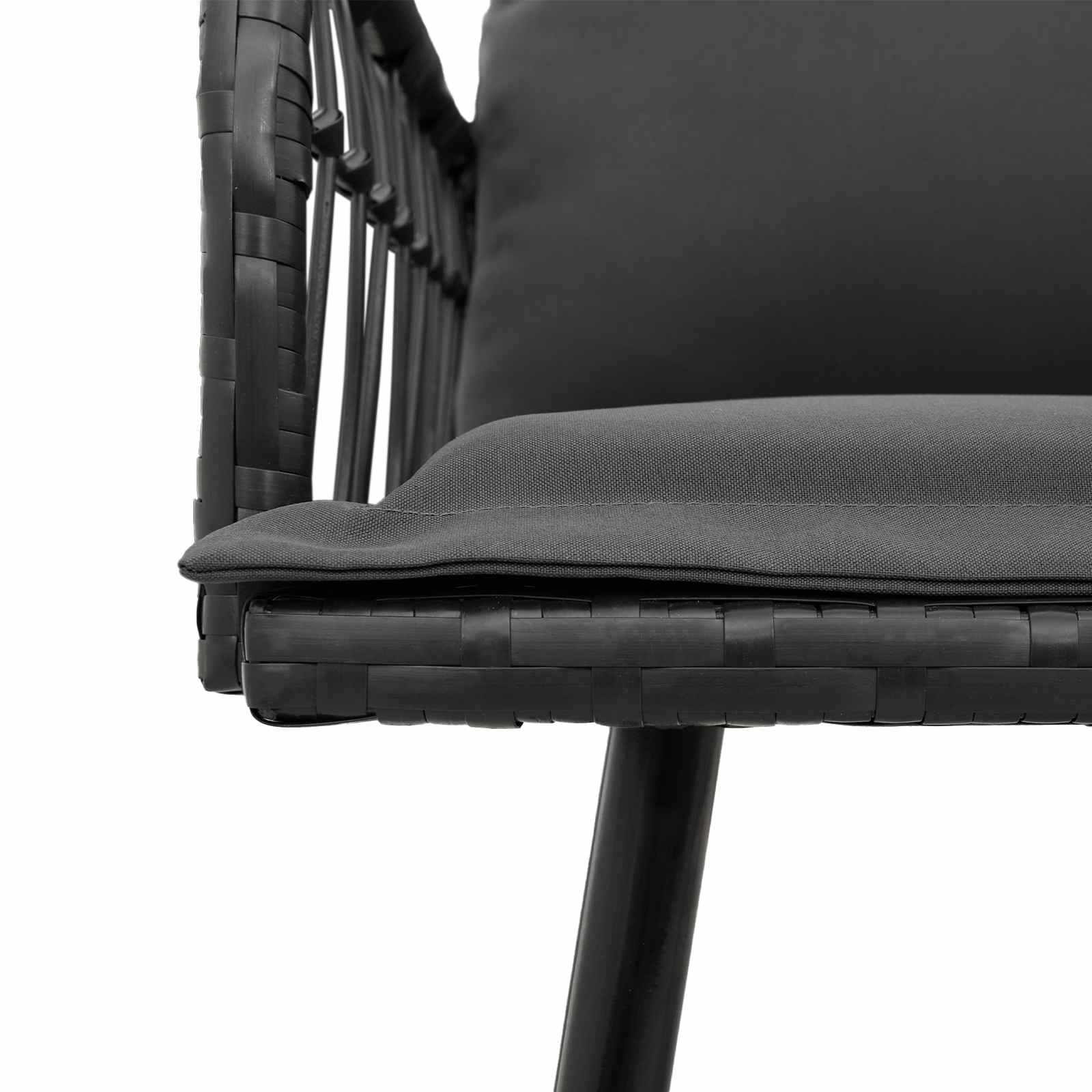 Gartensessel mit Kissen Schwarz Poly Rattan