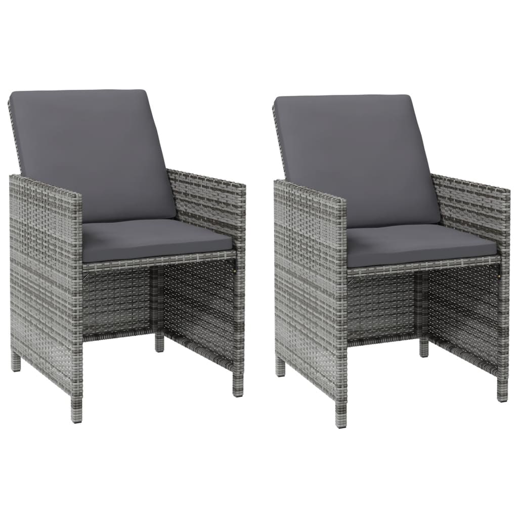 4-tlg. Gartenstuhl und Hocker Set Poly Rattan Schwarz
