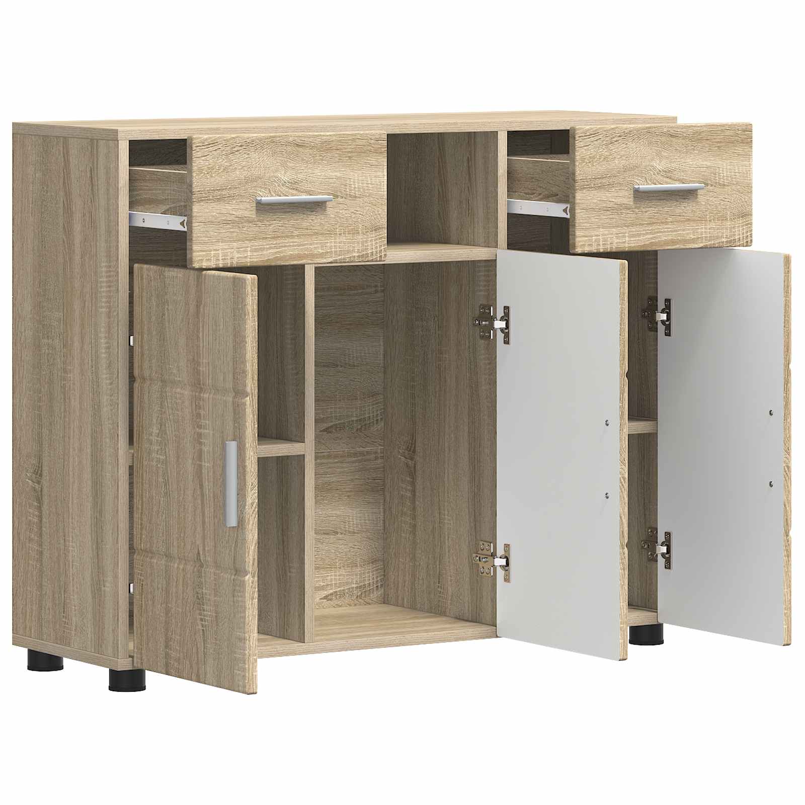 Highboard mit Regal FLORIN Weiß 60 x 35 x 182 cm Holzwerkstoff