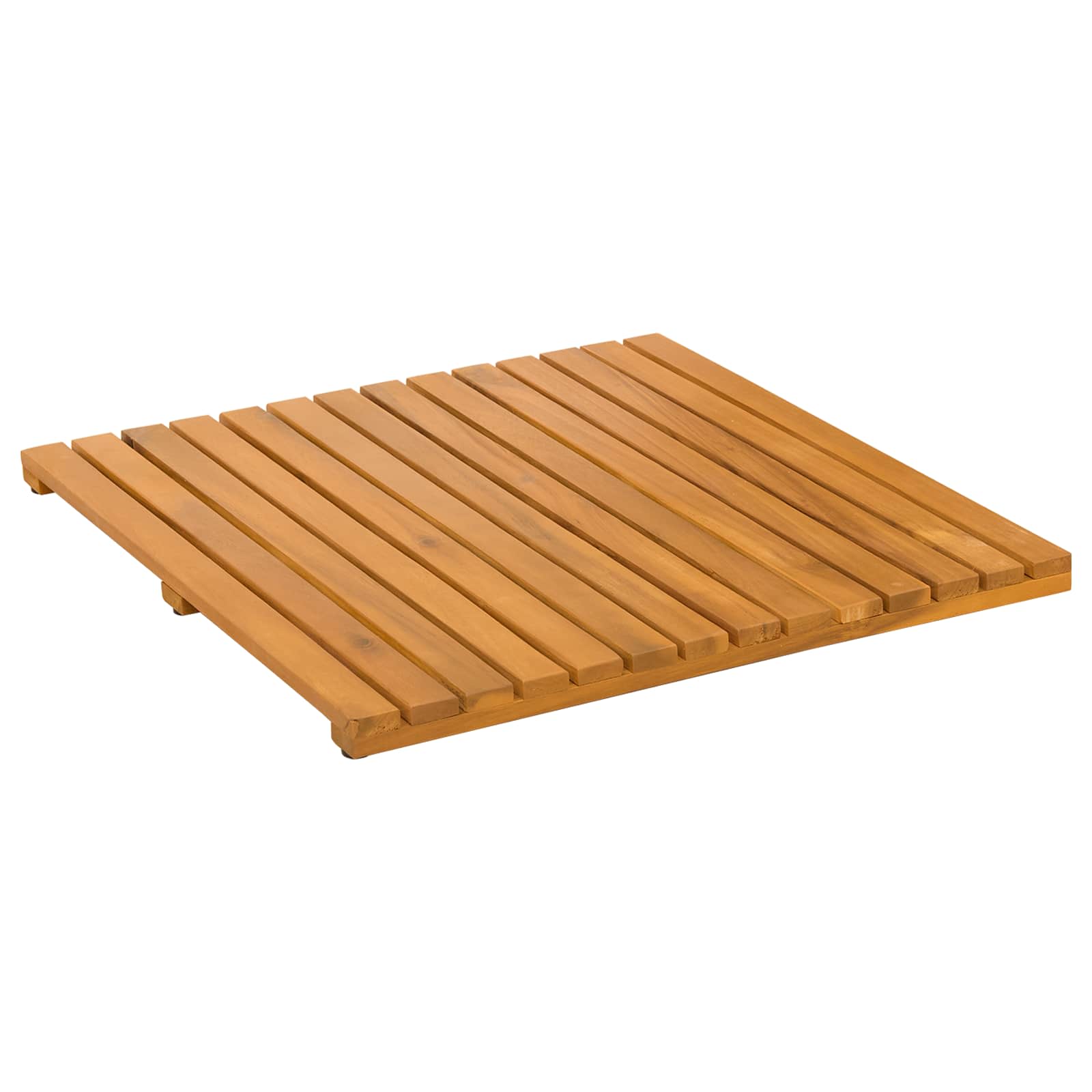 Badematte Uni Braun 60 x 40 cm Massives Akazienholz
