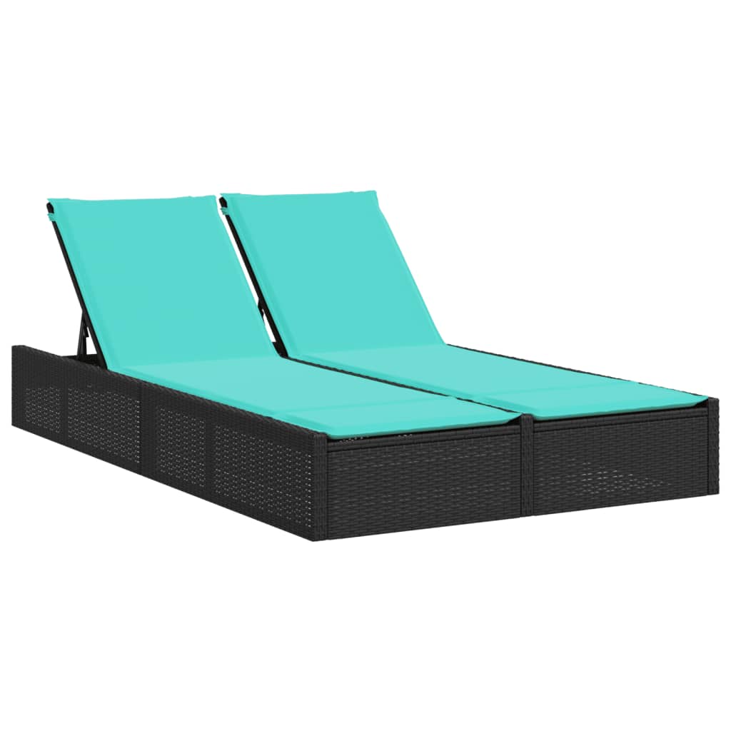 Doppelte Sonnenliege mit Kissen Braun Poly Rattan