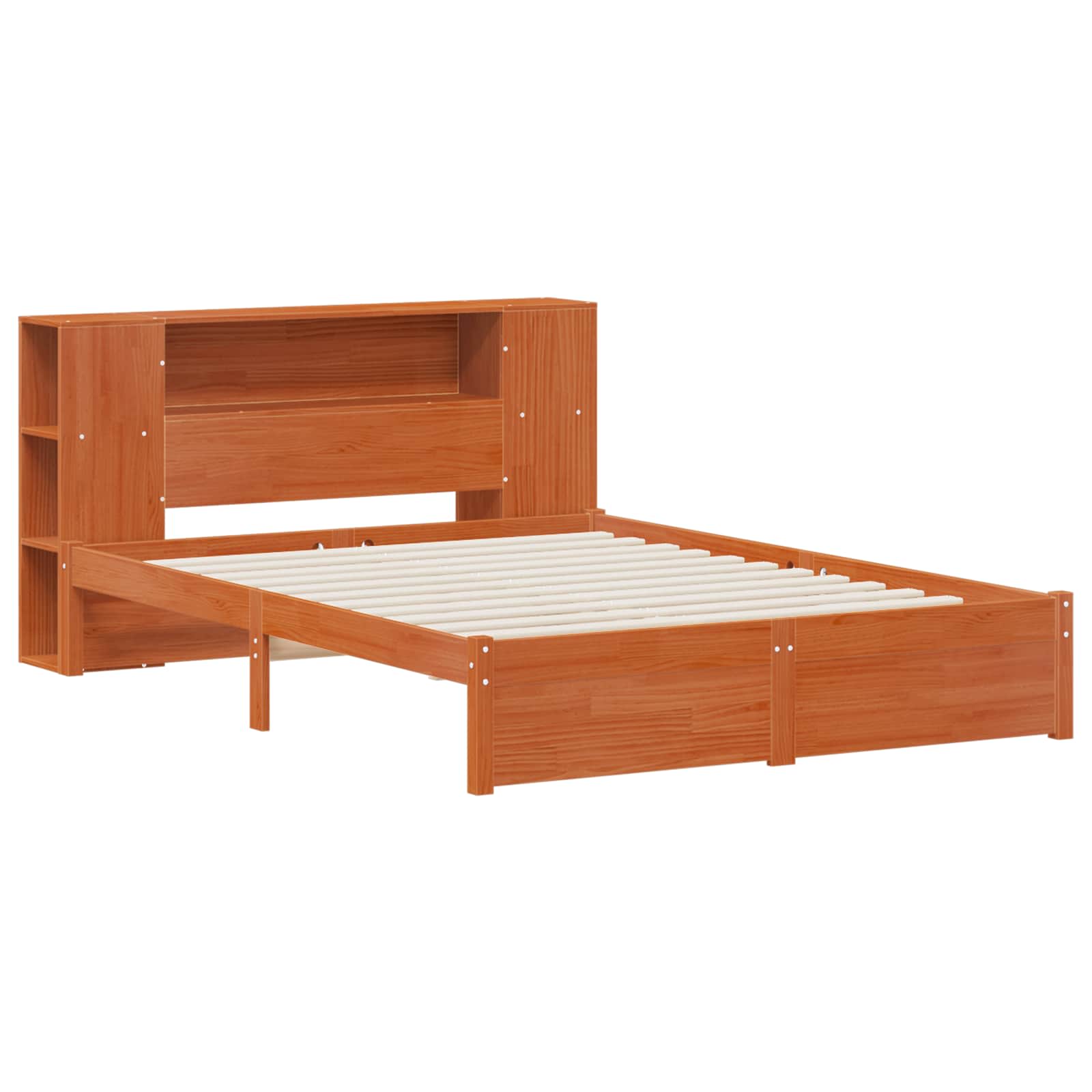 Bettgestell mit Aufbewahrungskopfteil 2 pcs Wachsbraun