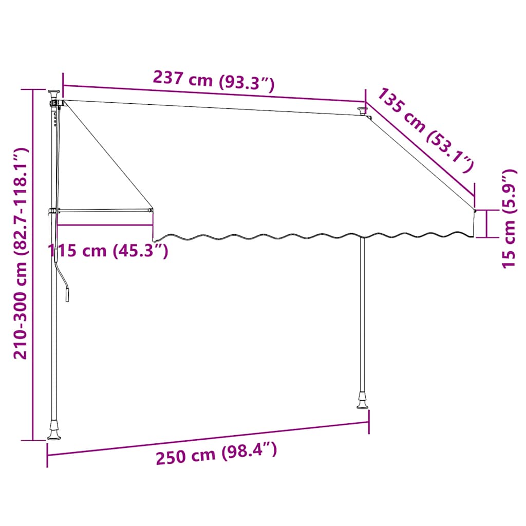 Einziehbare Markise Handbetrieben 150 cm Anthrazit